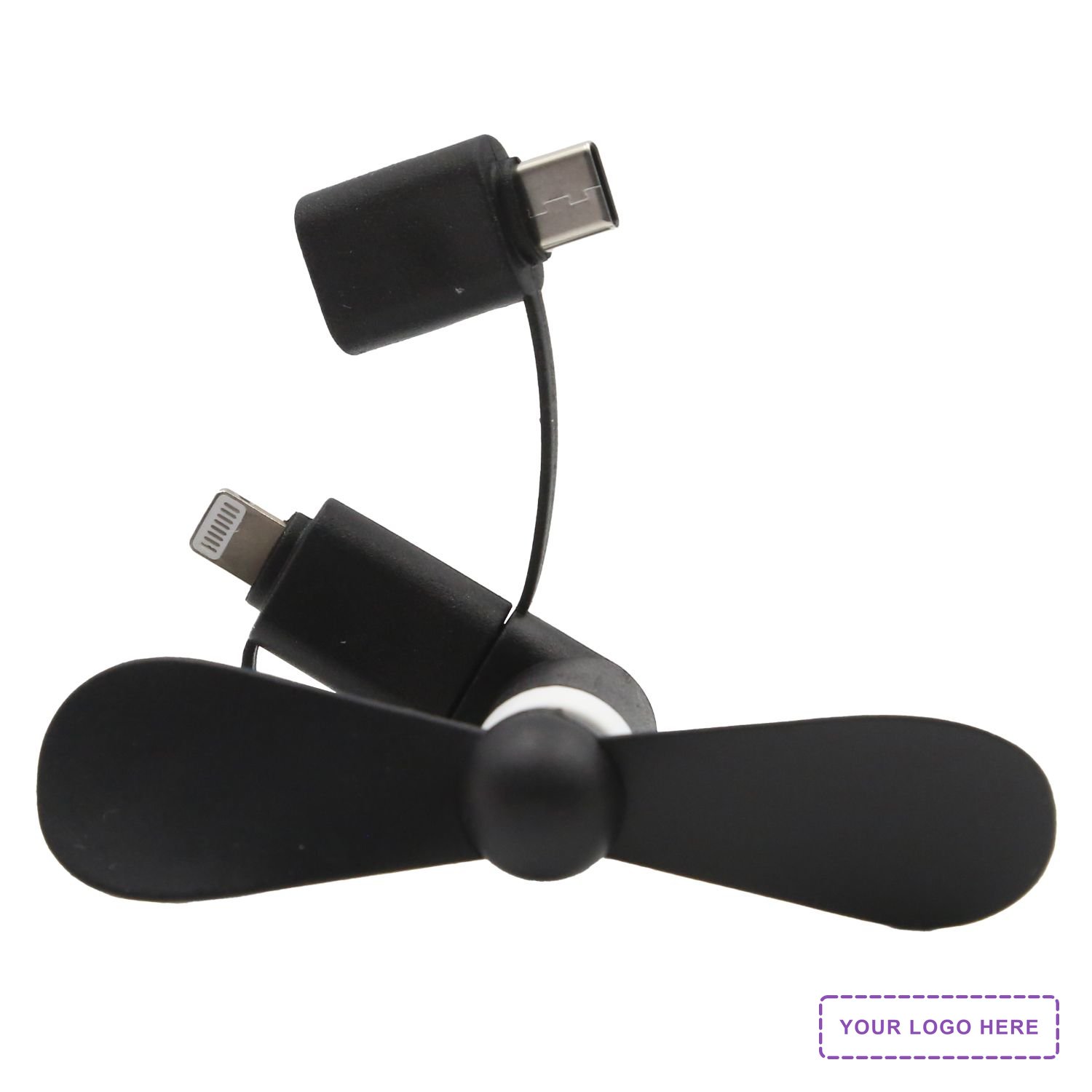 USB Mini fan with 3 in one connector with USB Type C