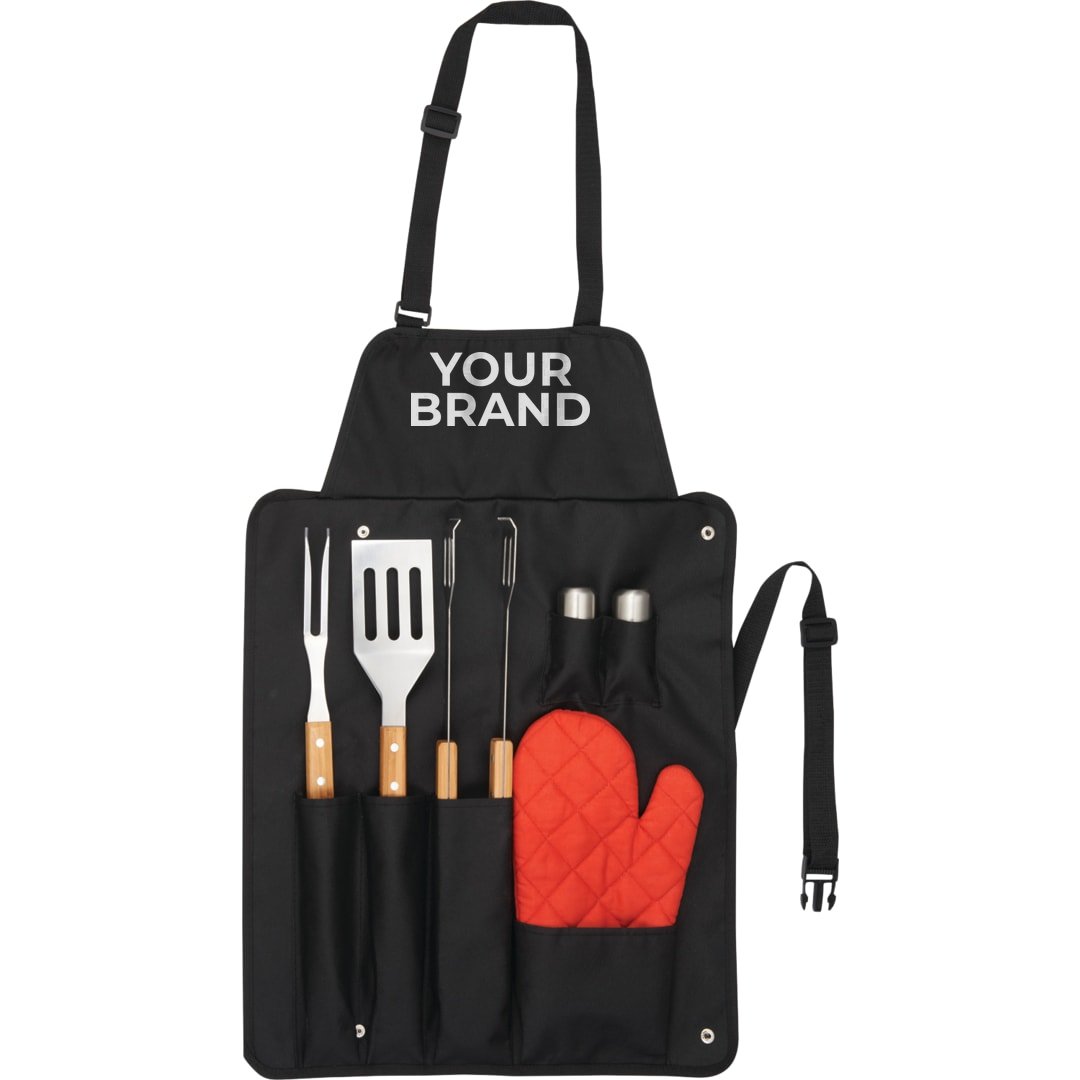 BBQ Now Apron and 7 piece BBQ Set