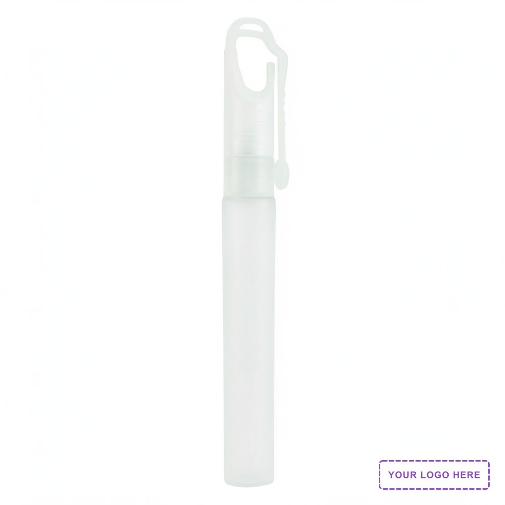"SprayClip" 10 ml. Antibacterial Hand Sanitizer Spray Pump Bottle with Carabiner Clip Cap(PhotoImage