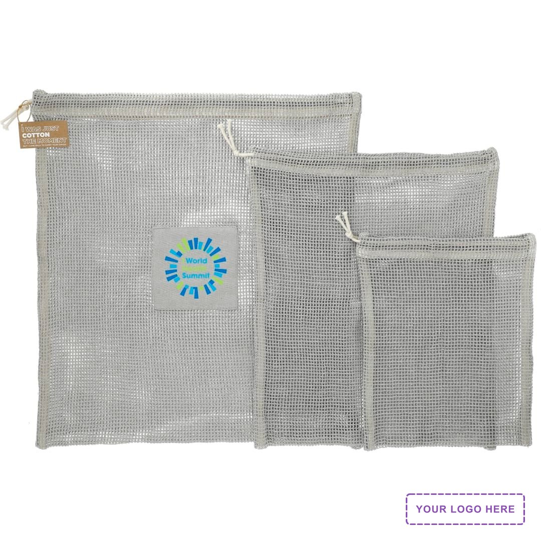 Recycled Cotton Mesh Cinch Pouch Set
