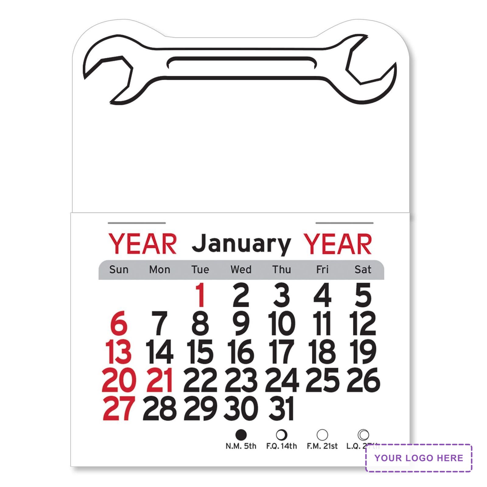 Adhesive Peel-N-Stick® Calendar - Wrench