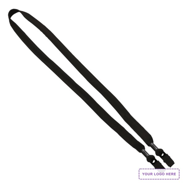 5/8" Double-Ended Polyester Shoelace Lanyard with Metal Crimp and Metal Bulldog Clip