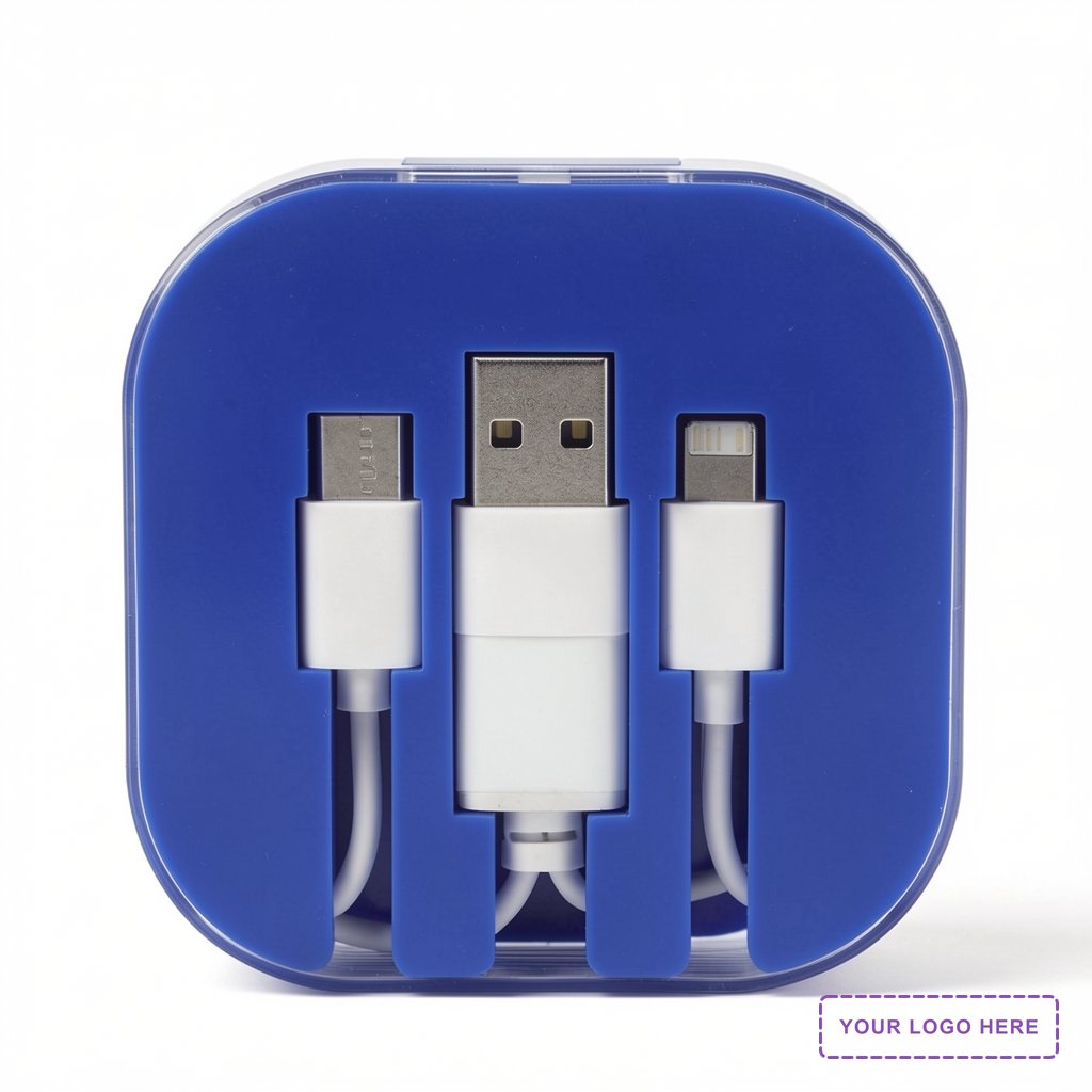Tetra 4-in-1 Charging Cable With Recycled ABS Case & Built-In Phone Stand