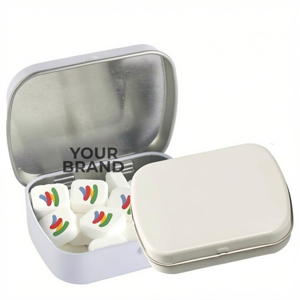 Domed Tin - Imprinted Square Mints
