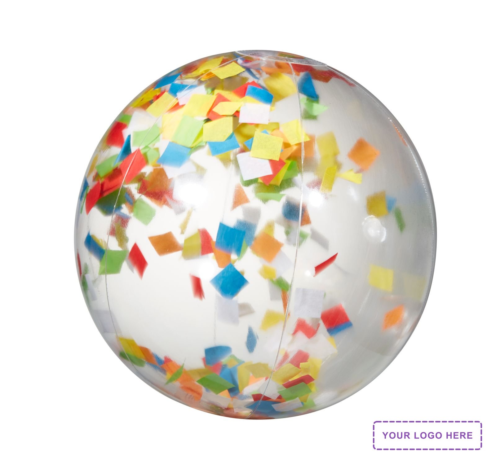 16" Multi Color Confetti Filled Round Clear Beach Ball