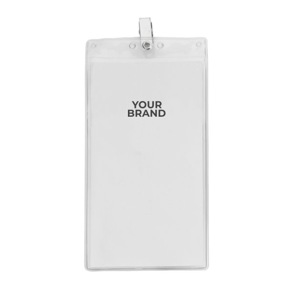4" x 8" Printed Oversized Vertical Vinyl Pouch with Bulldog Clip