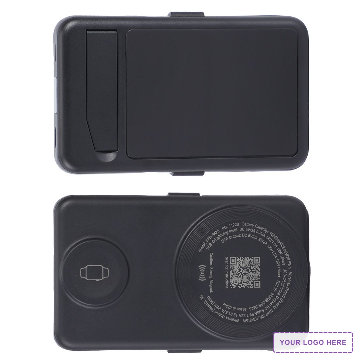 Imperial 10000mAh Light-Up Power Bank with Magnetic Wireless Charger, Watch Charger, Stand & Cable