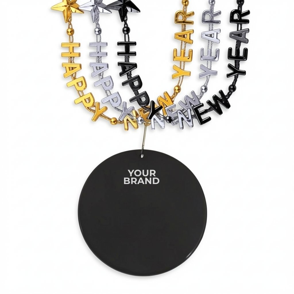 Happy New Year Party Beads with Medallion