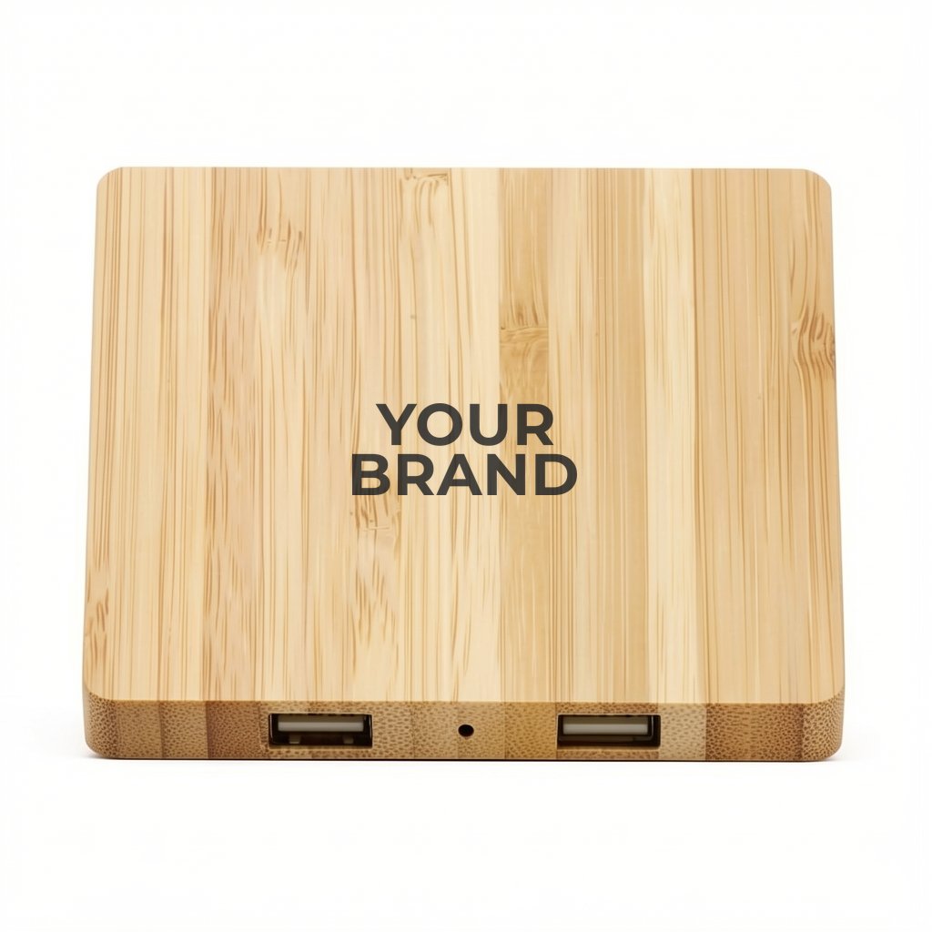 FSC® 100% Bamboo Wireless Charge Pad w/Dual Output