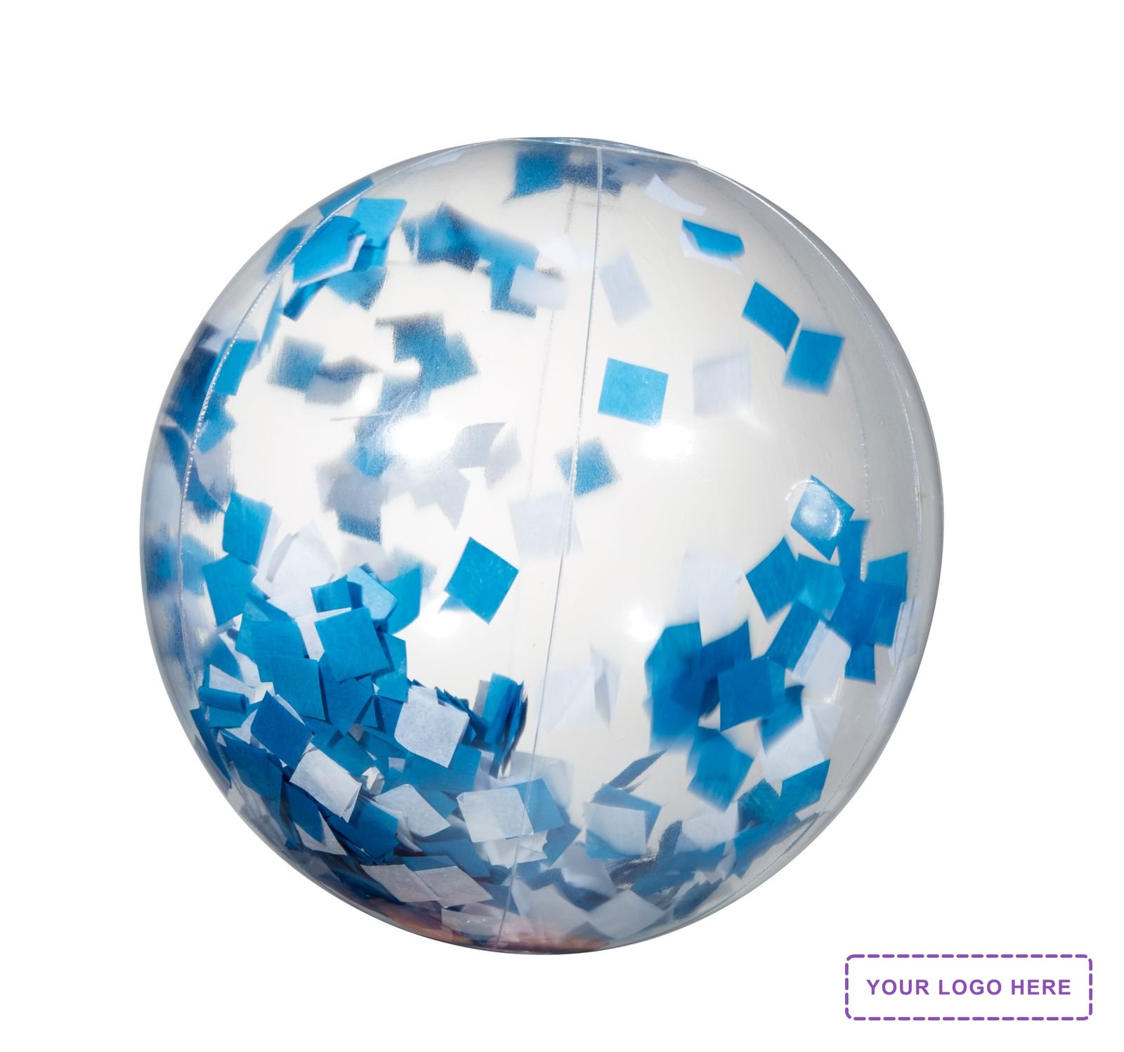 16" Blue and White Confetti Filled Round Clear Beach Ball