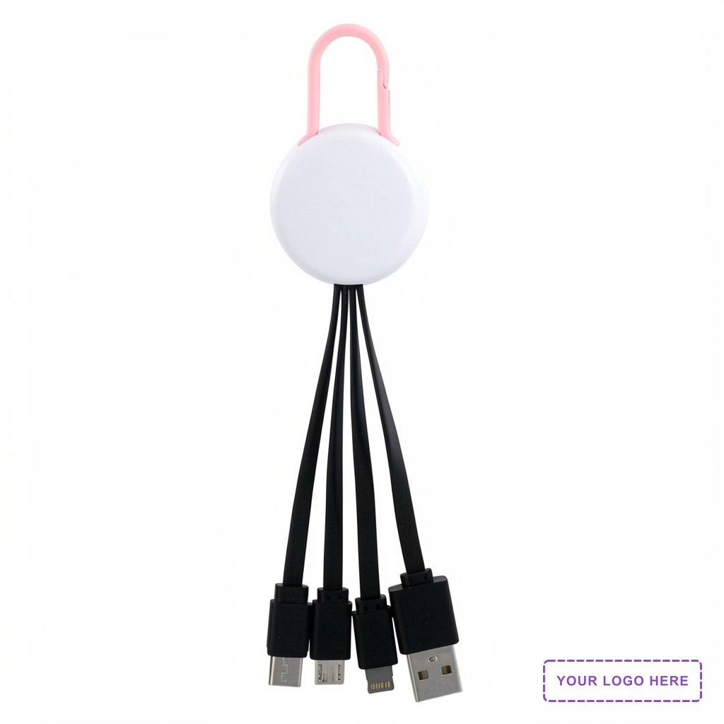 White Colorful Clip 3 In 1 Charging Cable