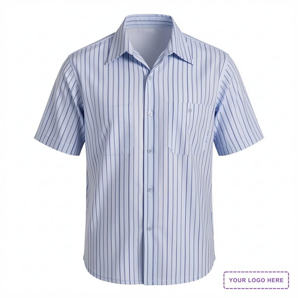 Red Kap Short Sleeve Striped Industrial Work Shirt. CS20