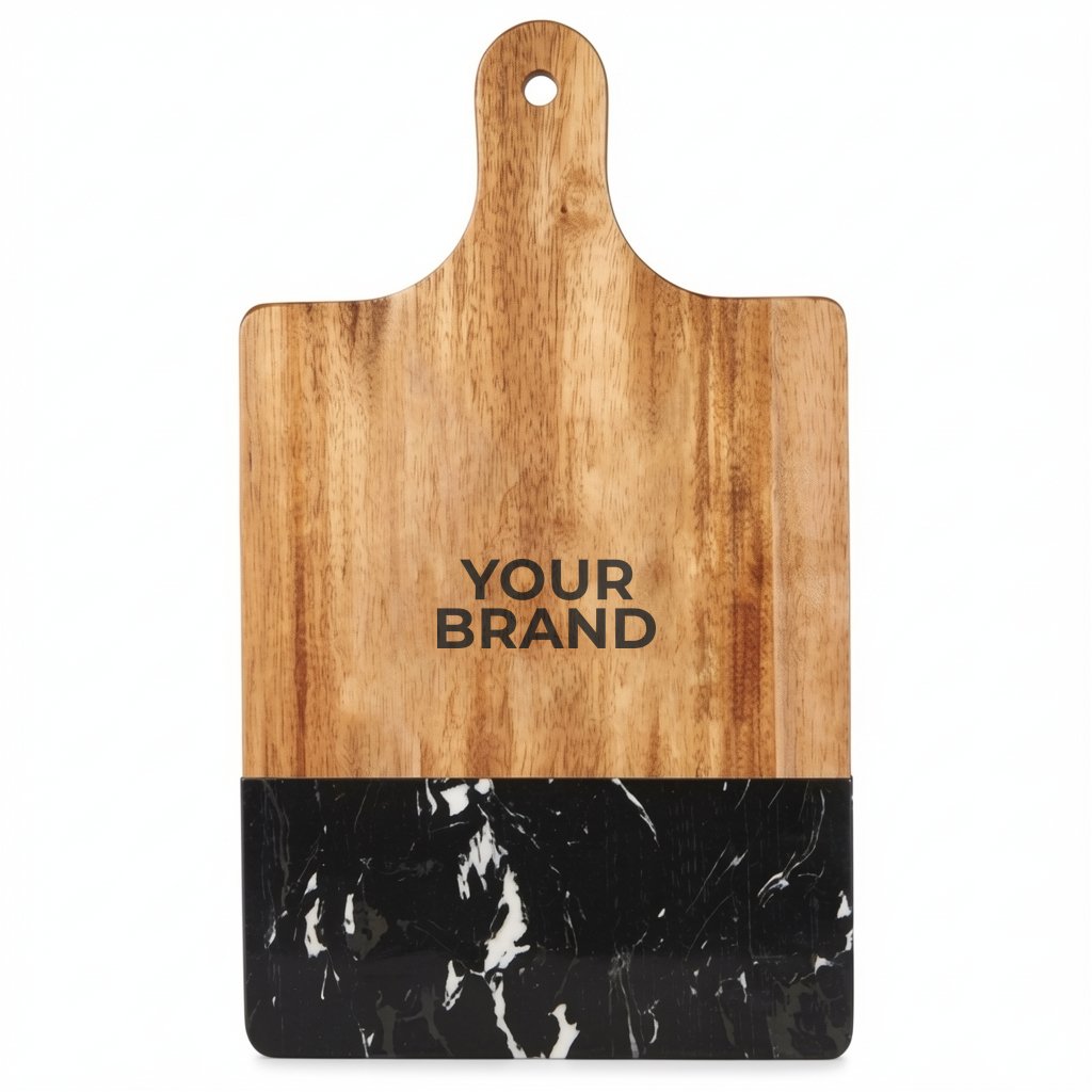 Black Marble and Wood Cutting Board