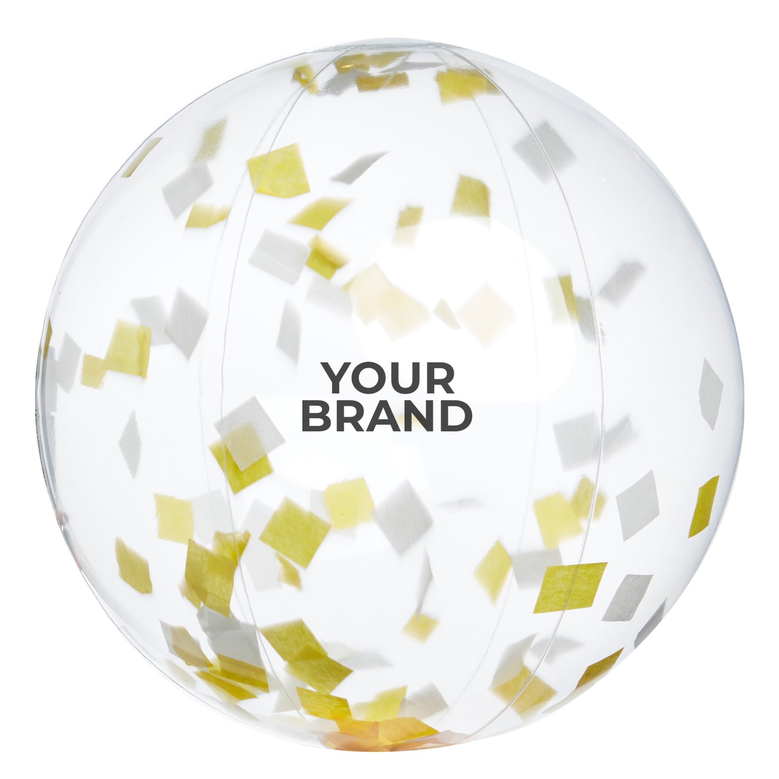 16" Yellow and White Confetti Filled Round Clear Beach Ball