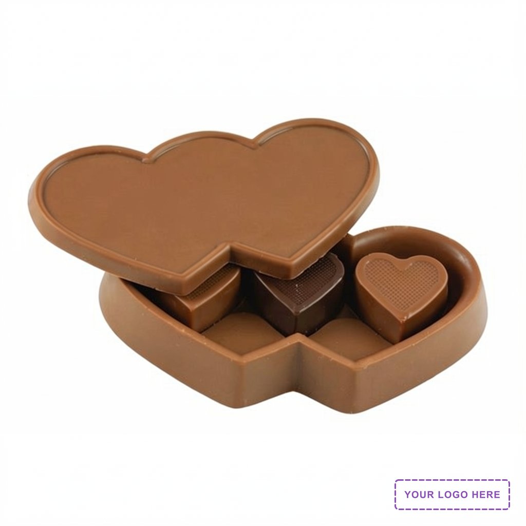 6 oz. Custom Triple Chocolate Heart Box with Stock Hearts