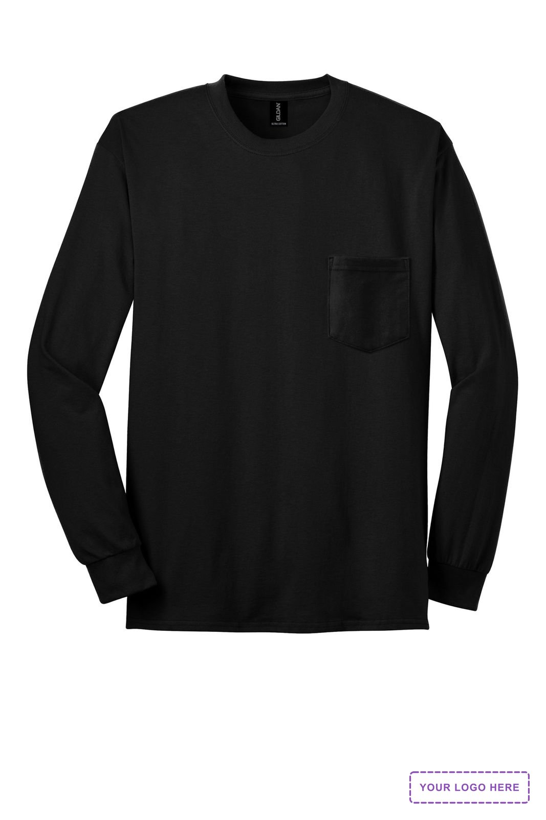 Gildan - Ultra Cotton 100% US Cotton Long Sleeve T-Shirt with Pocket. 2410