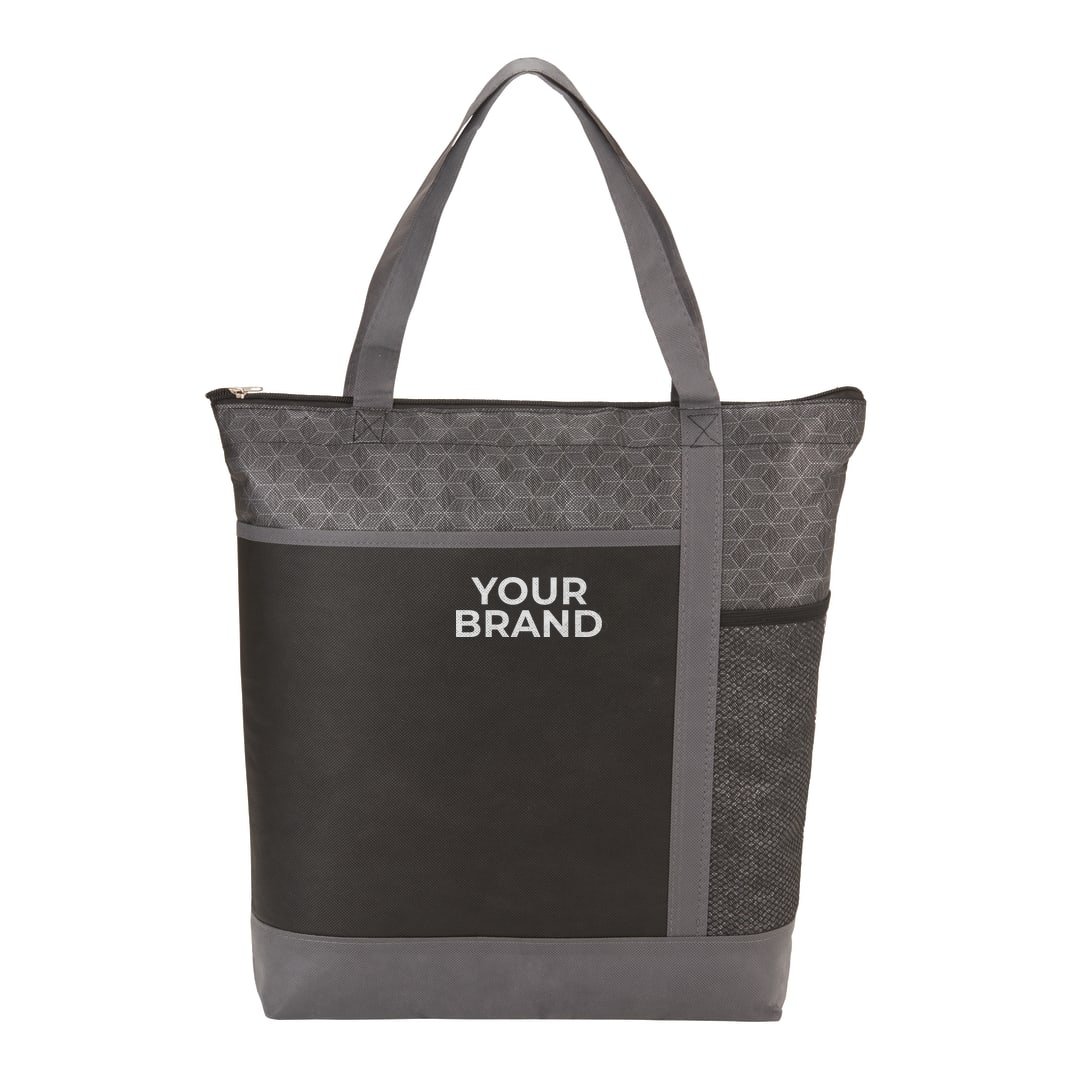 Chrome Non-Woven Zipper Convention Tote · Ejemplo de personalización. La tuya lleva tu marca.