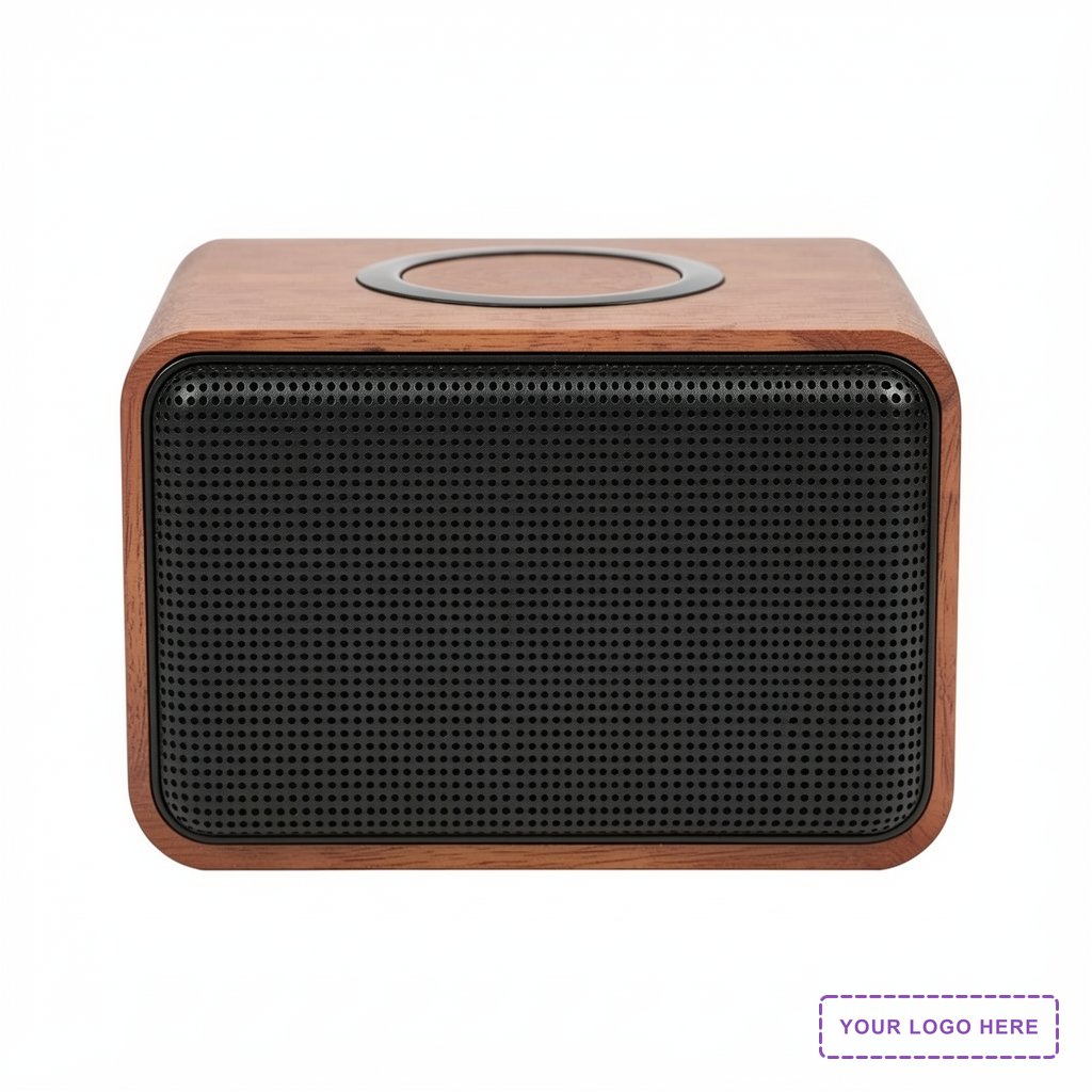 Wood Bluetooth Speaker with Wireless Charging Pad