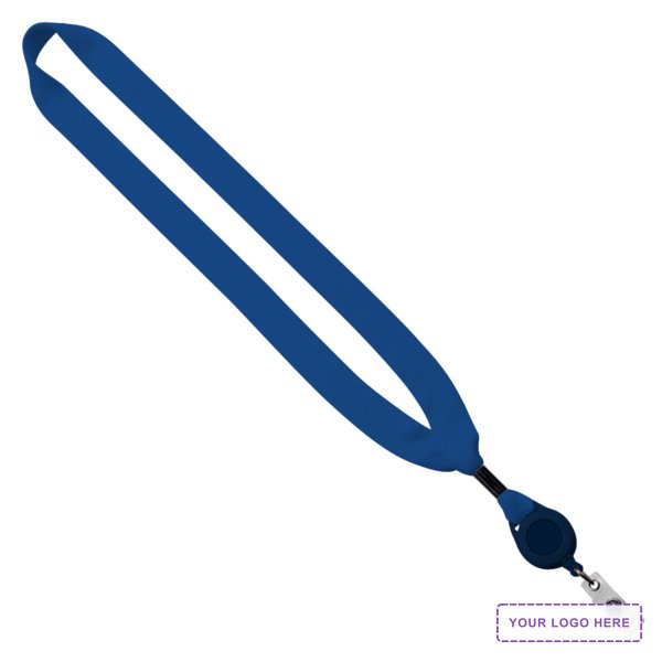 3/4" Cotton Lanyard with Metal Crimp & Retractable Badge Reel