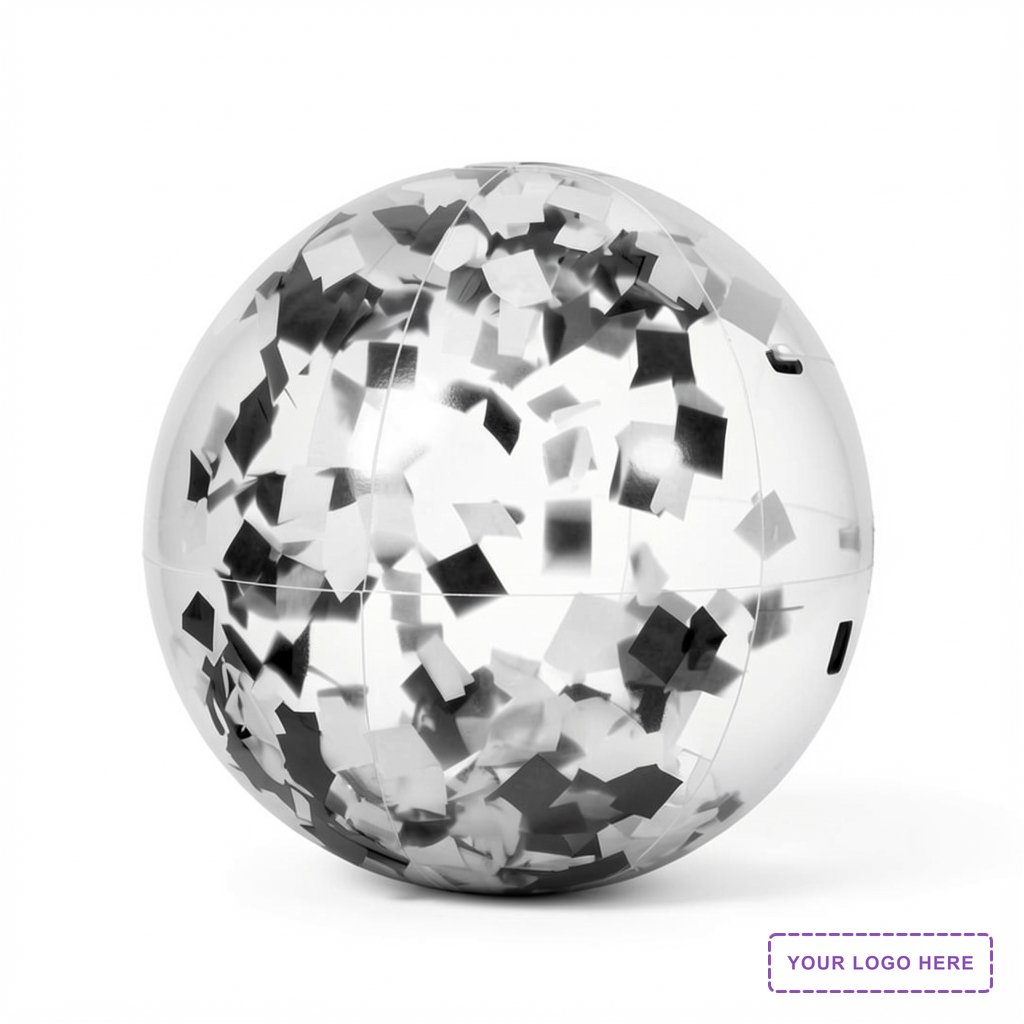 16" Black and White Confetti filled Beach Ball