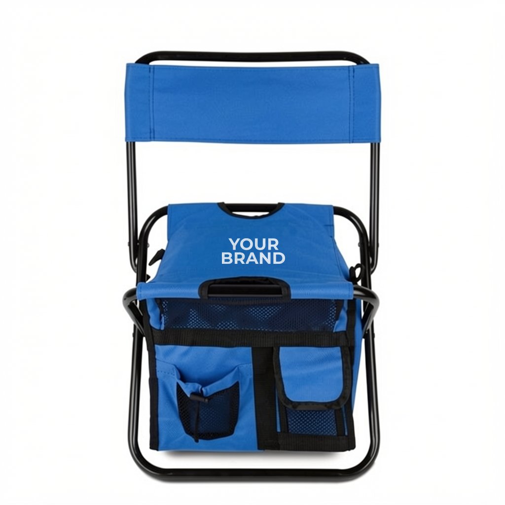 Folding Chair with 24 Can Cooler Bag & Pockets