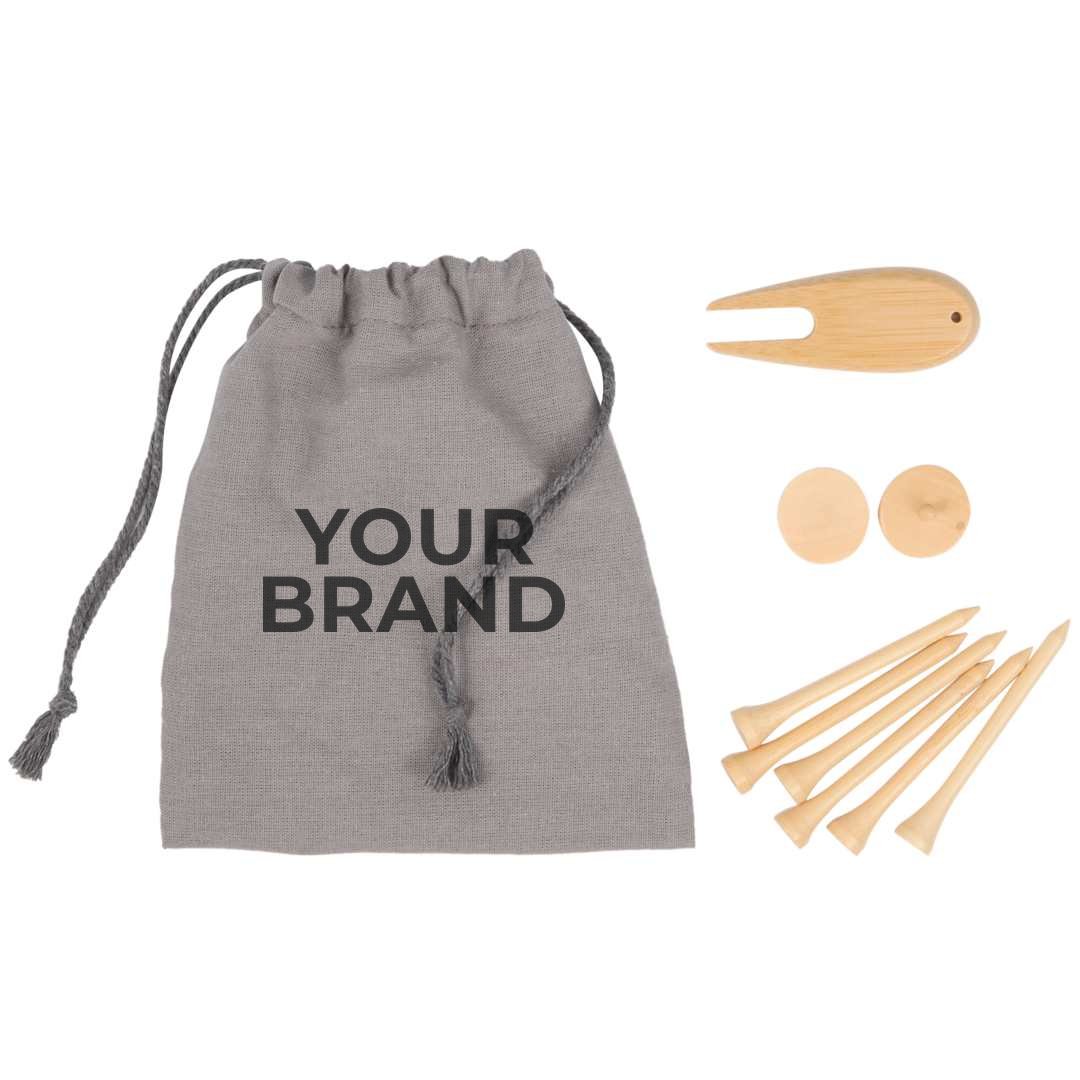 Bamboo Golf Tee Set with Recycled Pouch