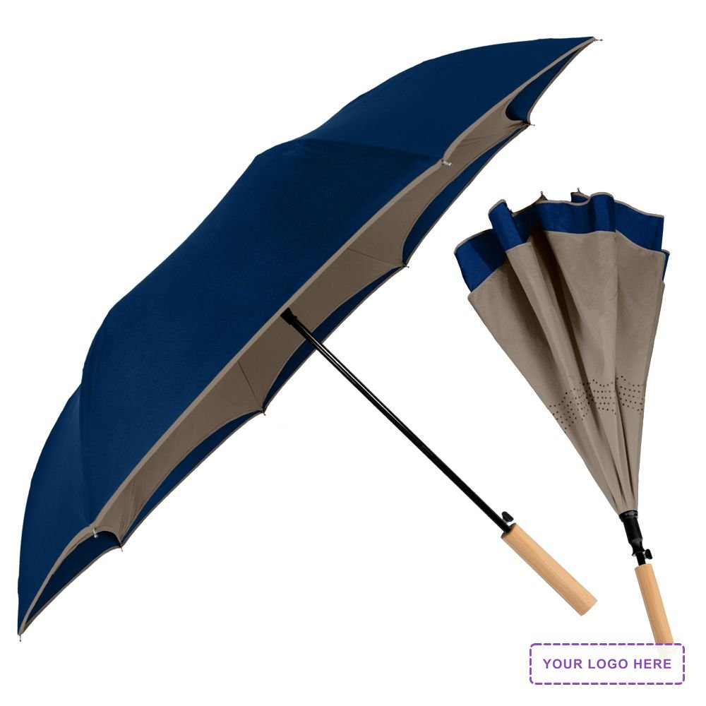 Eco-Friendly - The Enviro Inversa Inverted Umbrella - Recycled Materials/Bamboo Handle