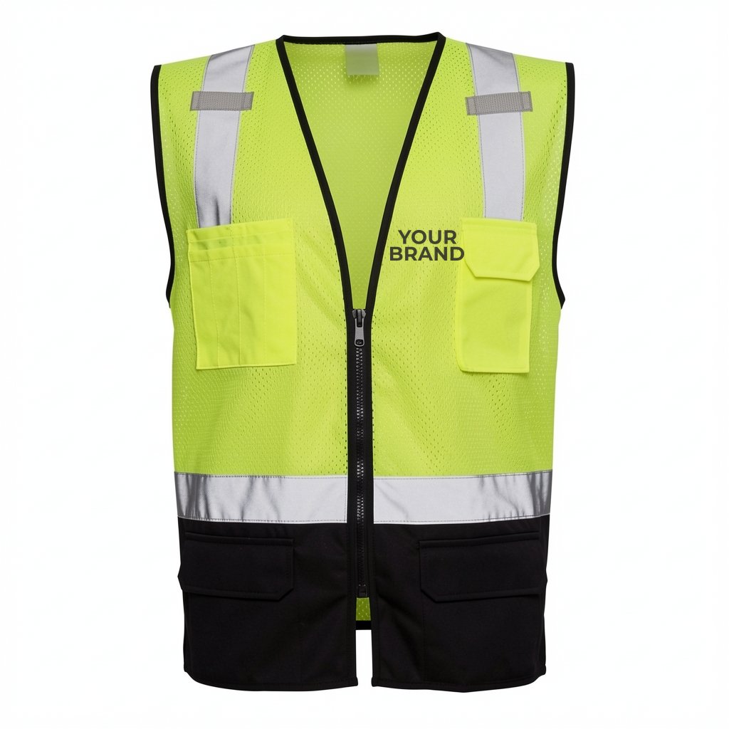 Unisex Black Bottom Mesh Class 2 Vest - 1509