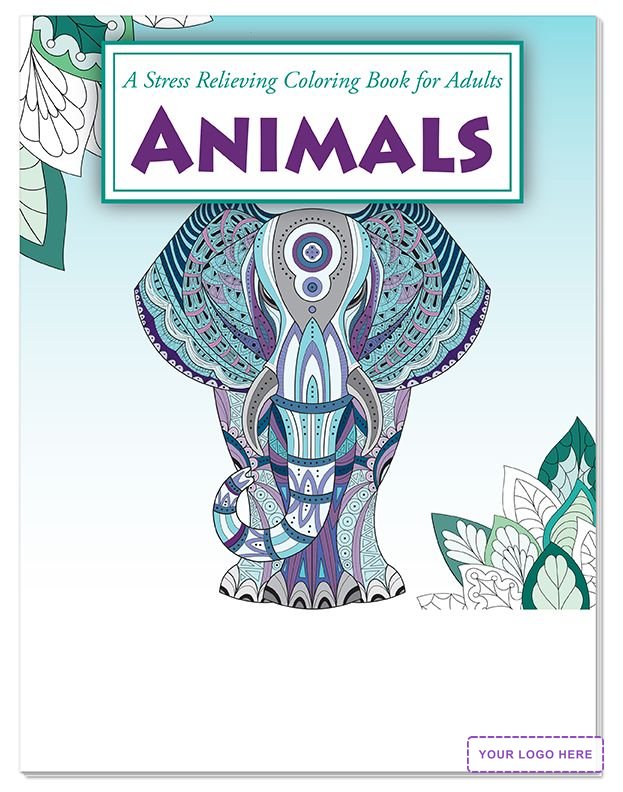 ADULT COLORING BOOK RELAX PACK - Animals Stress Relief Coloring Book with Colored Pencils Set