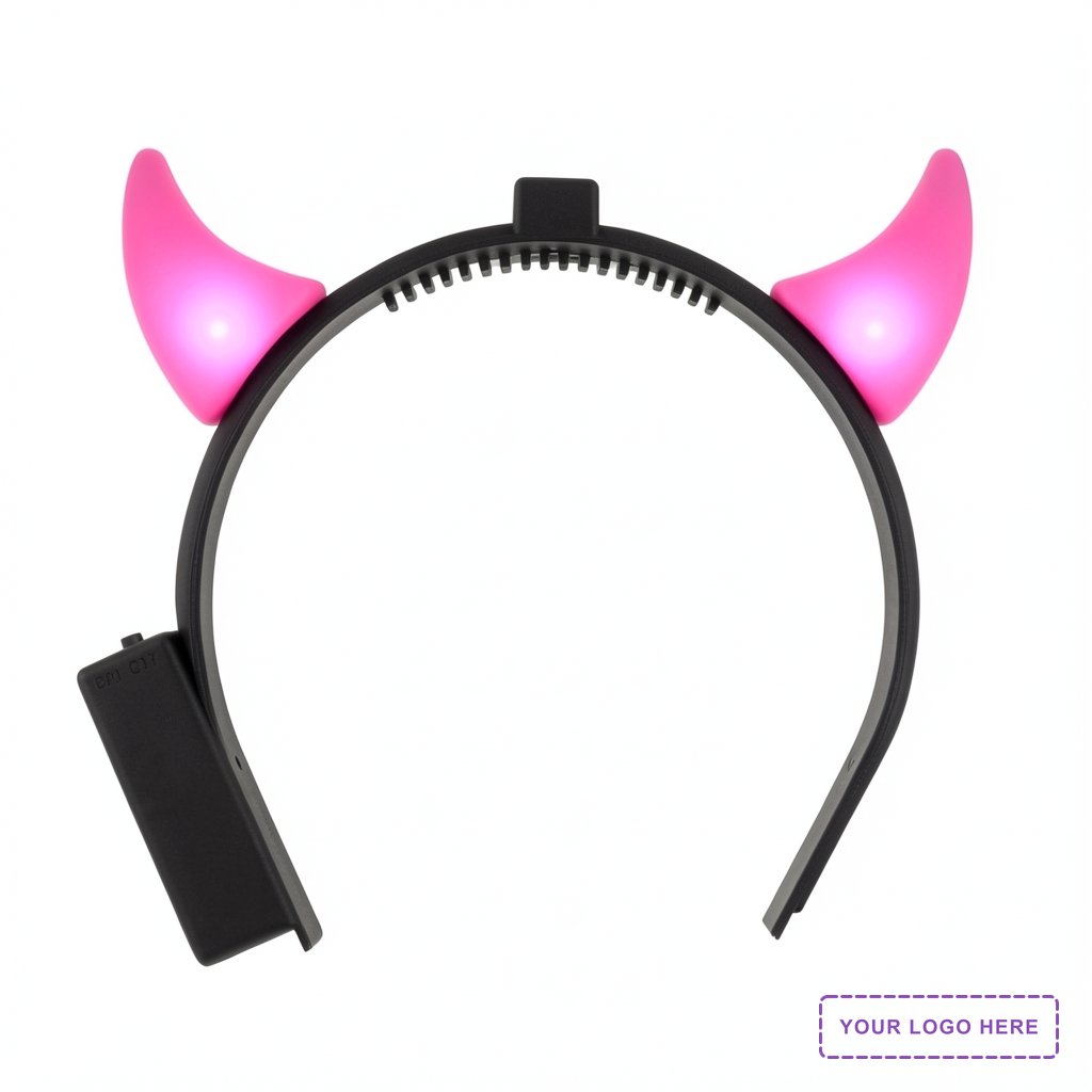 Hot Pink Devil Horns with LEDs