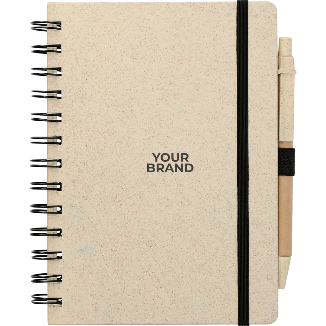 FSC® Mix 5" x 7" Wheat Straw Notebook with Pen