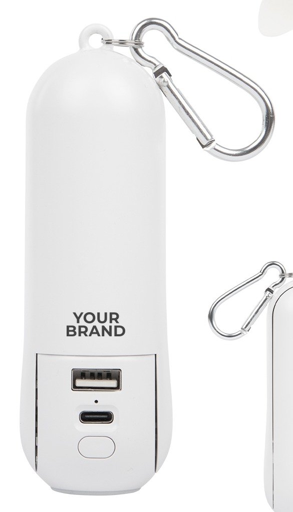 Rechargeable Power Bank With Fan & Flashlight