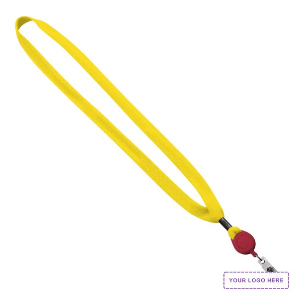 5/8" New Polyester "Shoelace" Lanyard with Retractable Badge Reel