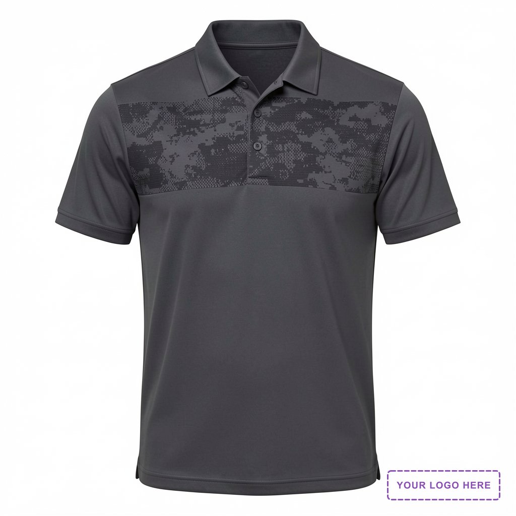Men's Camo Chest Print Polo - A585