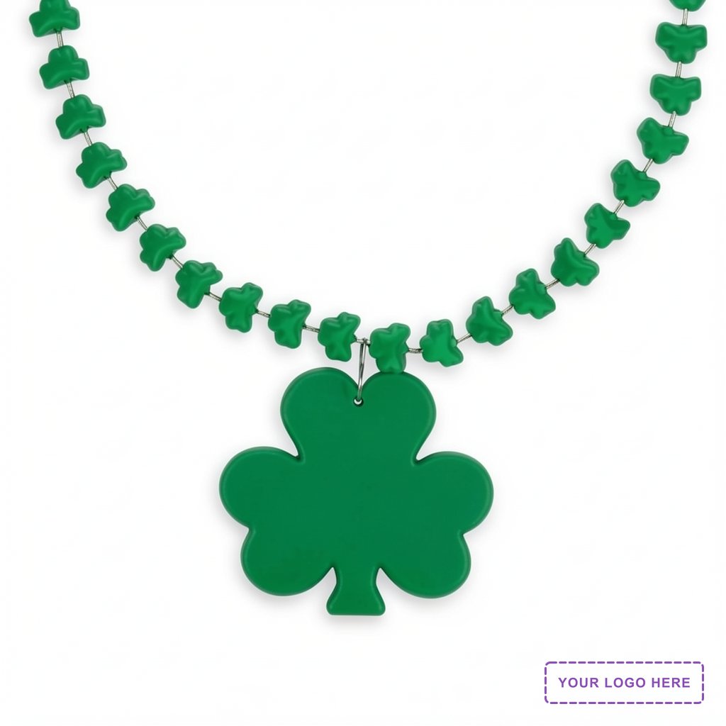 Rounded Mini Shamrocks Bead Necklace with Medallion