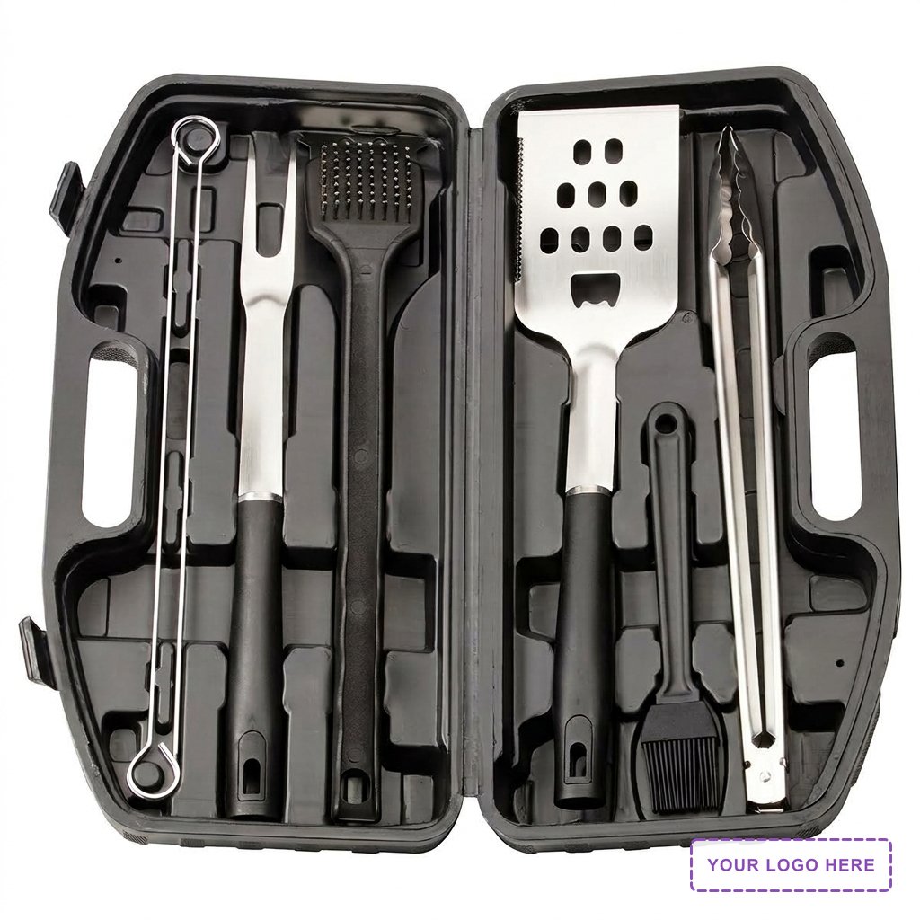 Highland 9-Piece Stainless Steel BBQ Set with Hardshell Case