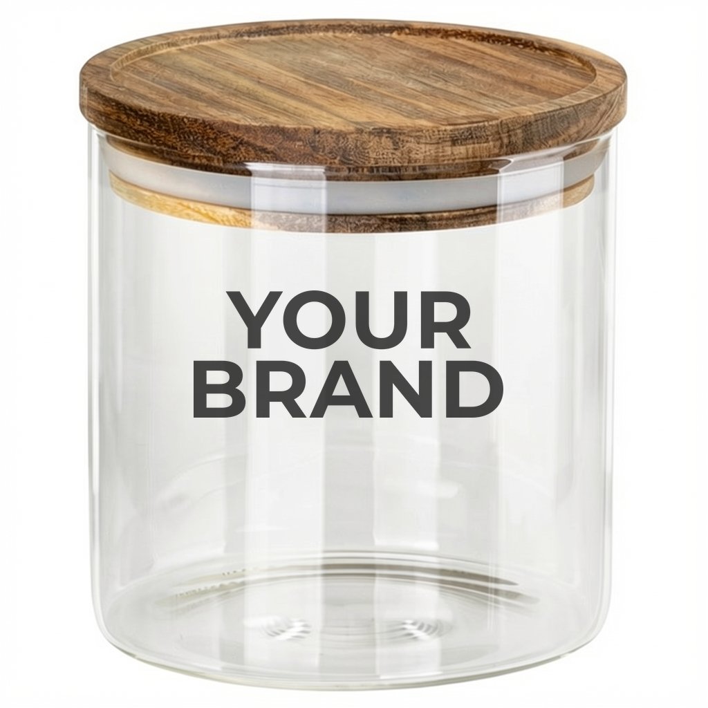 Corsica 22 oz Glass Canister with Acacia Lid