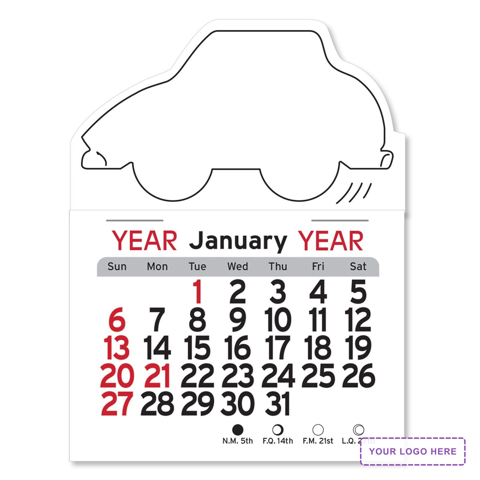 Adhesive Peel-N-Stick® Calendar - Car