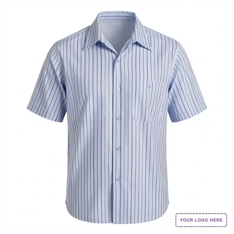 Red Kap Short Sleeve Striped Industrial Work Shirt. CS20