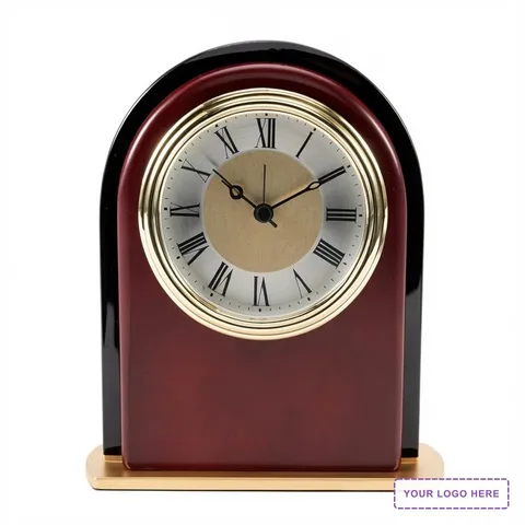 Rosewood and Black Glass Arch Clock