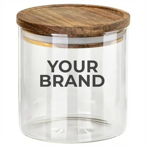 Corsica 22 oz Glass Canister with Acacia Lid