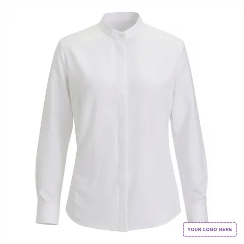 Flexbatiste Banded Collar Long Sleeve Ladies Shirt