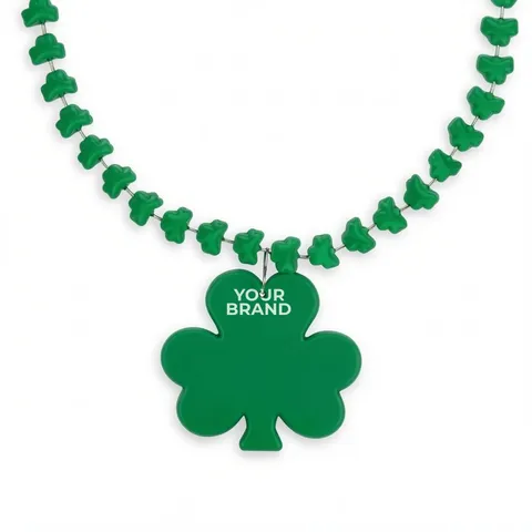 Rounded Mini Shamrocks Bead Necklace with Medallion