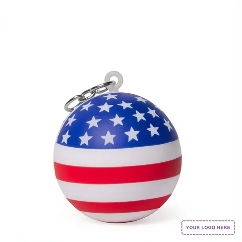 Stars and Stripes Patriotic Round Stress Ball Keychain