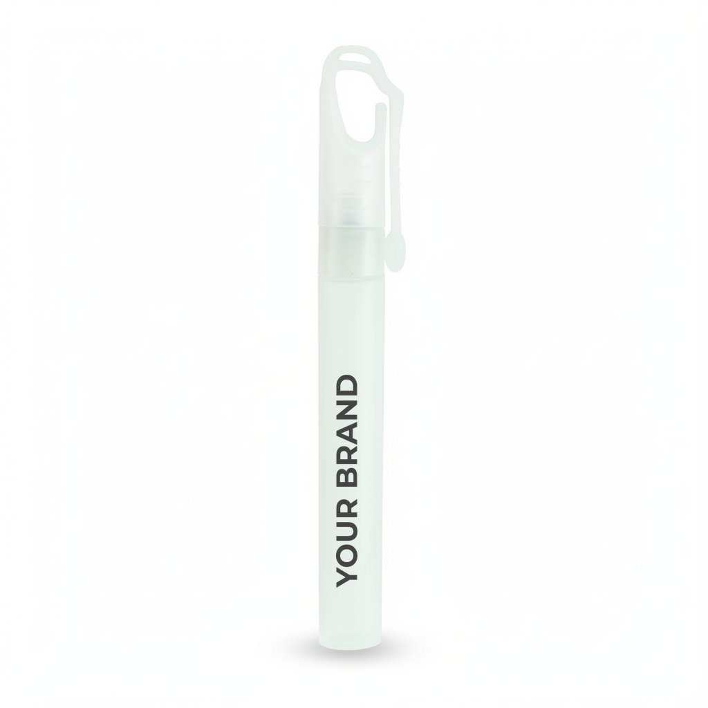 "SprayClip" 10 ml. Antibacterial Hand Sanitizer Spray Pump Bottle with Carabiner Clip Cap(PhotoImage