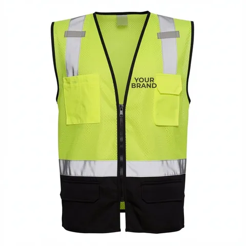 Unisex Black Bottom Mesh Class 2 Vest - 1509