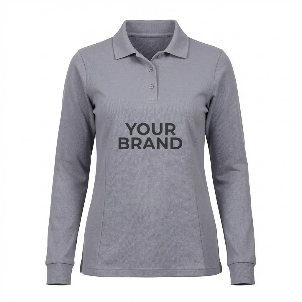PALO Long Sleeve 100% Cotton Pique Polo - Women's