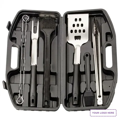 Highland 9-Piece Stainless Steel BBQ Set with Hardshell Case