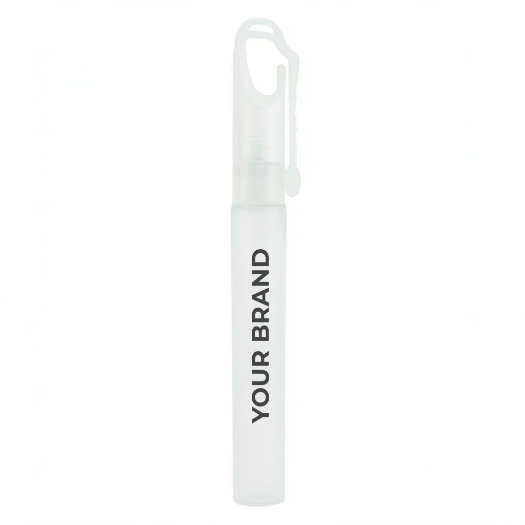 "SprayClip" 10 ml. Antibacterial Hand Sanitizer Spray Pump Bottle with Carabiner Clip Cap(PhotoImage