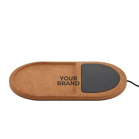 Cork Wireless Charging Pad Desktop Organizer